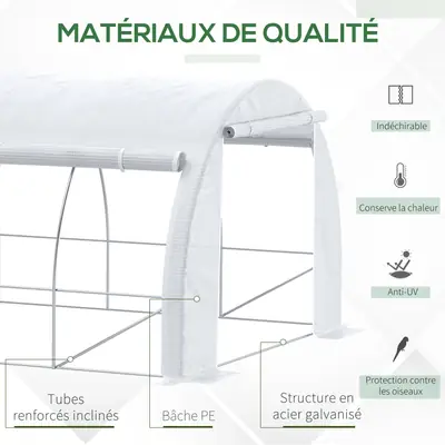 Serre de jardin 6 × 3 × 2 m, acier, vue 3
