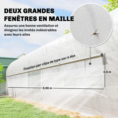 Serre tunnel 24 m², acier galvanisé, vue 5