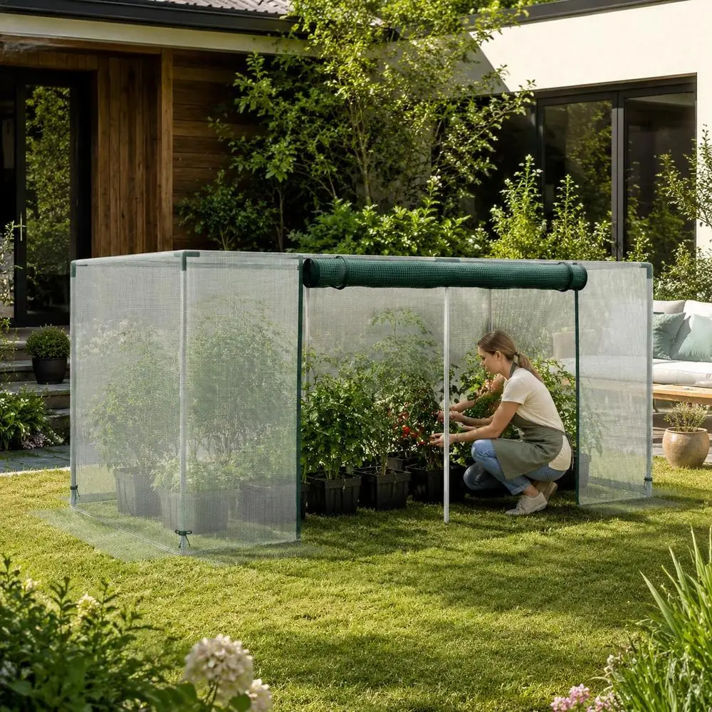 Serre de jardin 2,4 × 1,2 × 1,1 m, acier galvanisé