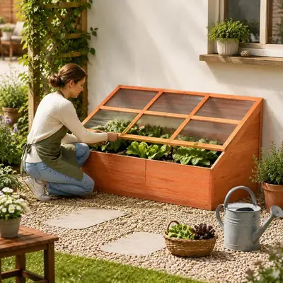 Serre de jardin 1,8 × 0,57 × 0,62 m, bois, vue 2