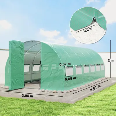 Serre tunnel 2,95 × 5,97 × 2 m, acier, vue 5